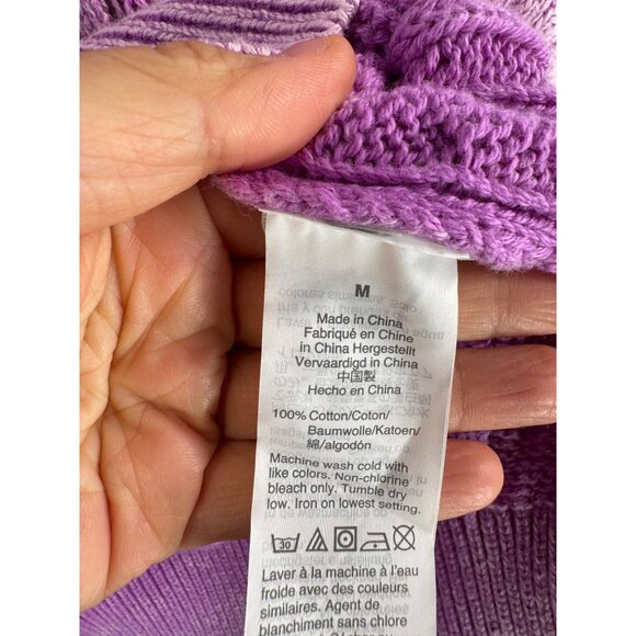 J.Crew Womens Purple Cable Knit Hoodie Sweater 90s Size M - Picture 4 of 6